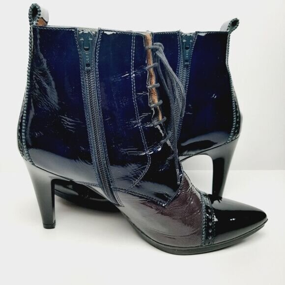 HISPANITAS Booties Lace-up Stiletto Heels Oxford Patent Leather Sz 6.5 | Eur 37 - Picture 10 of 14
